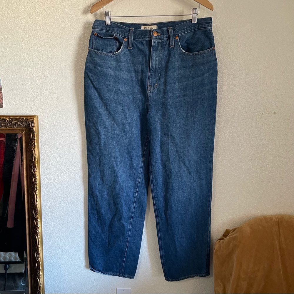 Madewell Baggy Straight Jeans Indigo Blue Size 31 Wide Leg High Waisted NH643 - Picture 2 of 9